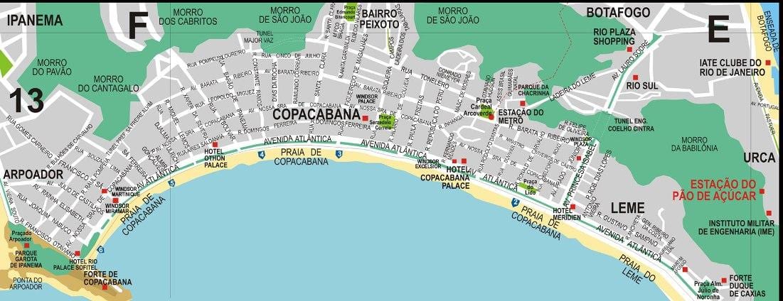 copacabana Рио де Жанеиро мапа